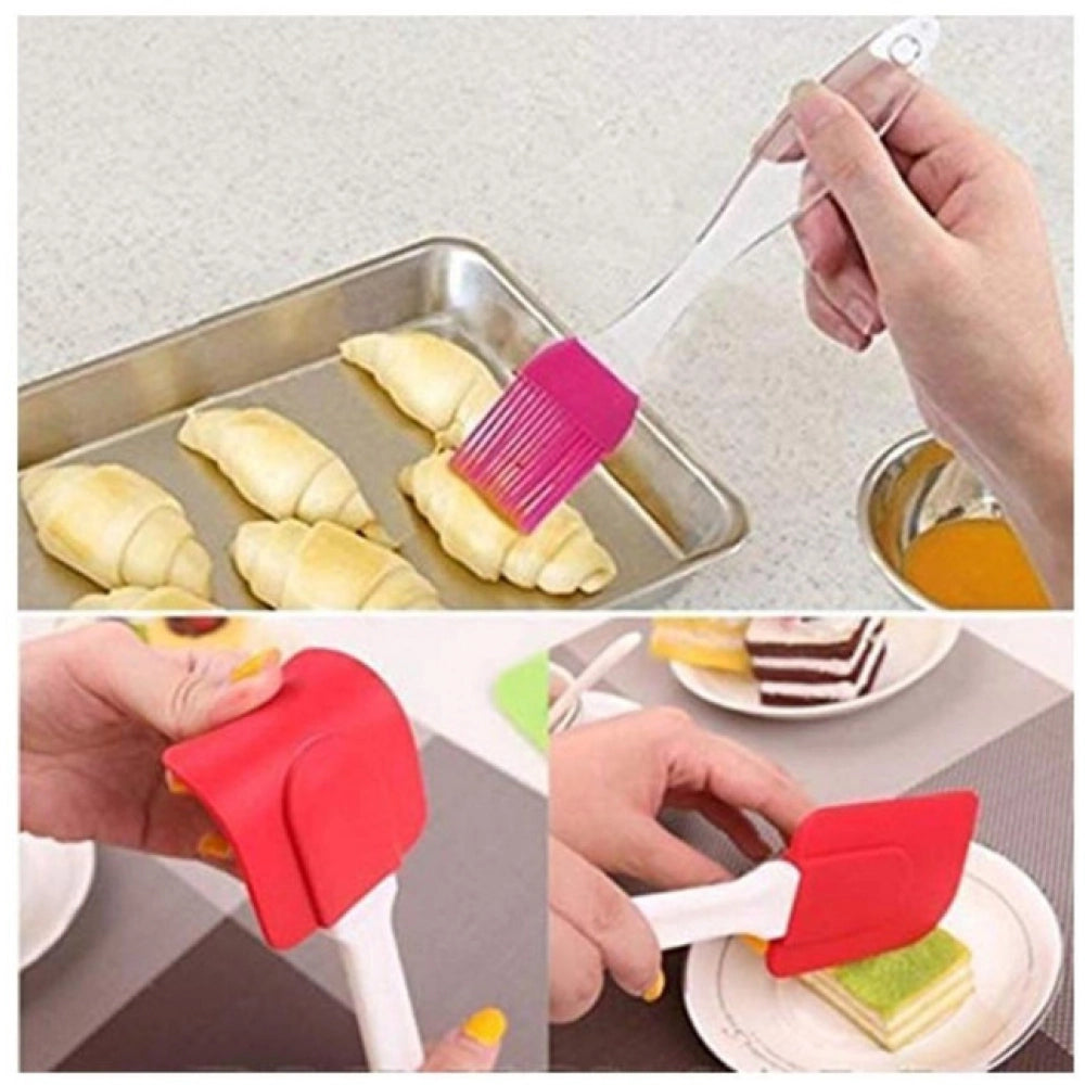 Pack of 5 Silicone Spatula with Brush – Heat Resistant Cooking And Baking (Assorted Color)