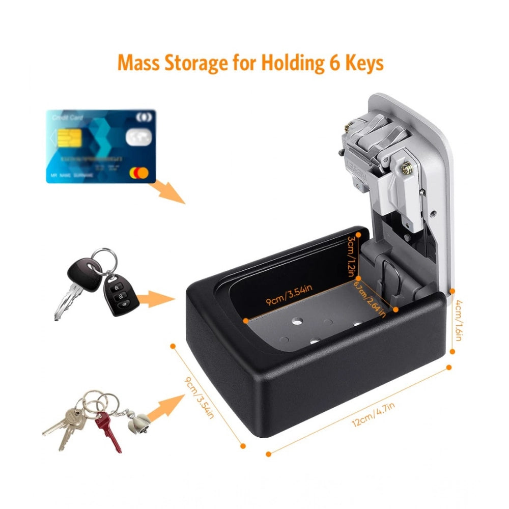 Wall-Mounted ABS Plastic Key Lock Box (Grey-Black)