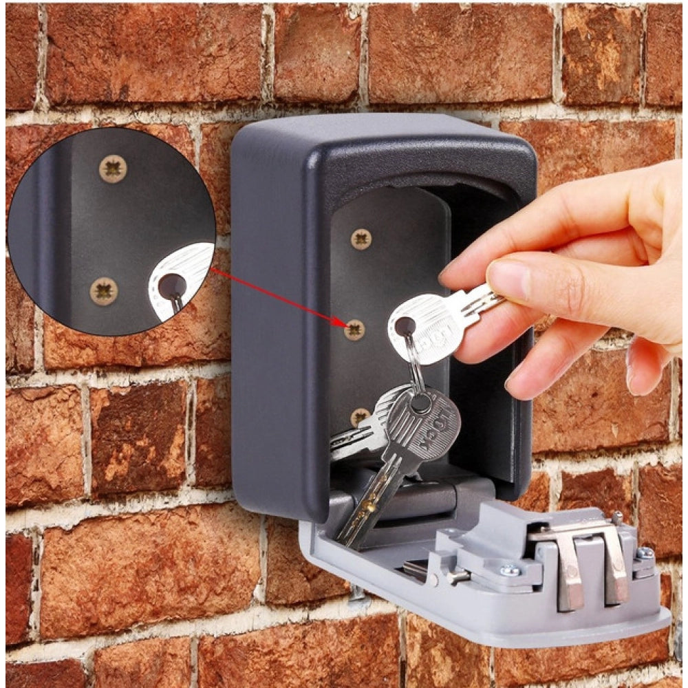 Wall-Mounted ABS Plastic Key Lock Box (Grey-Black)