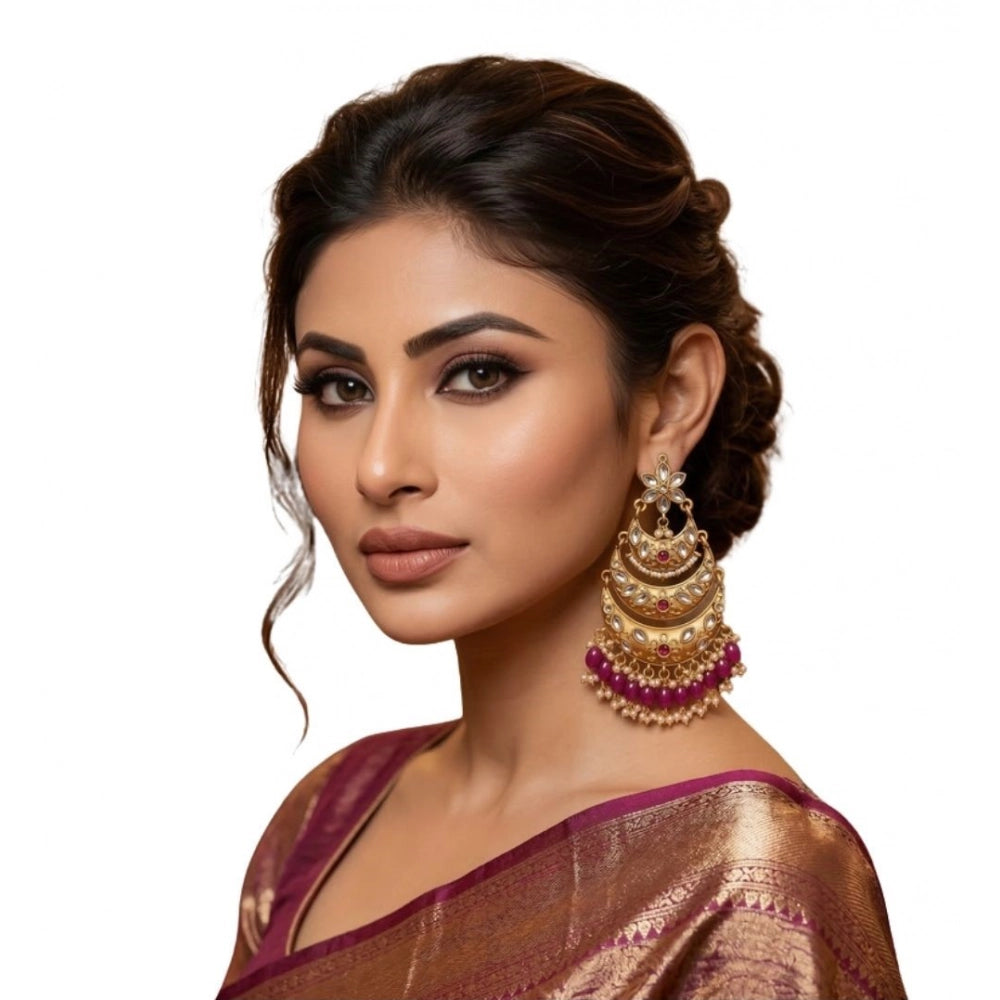 Zinc Alloy Gold Plated Chandbali Earrings (Multicolor) – Design 02