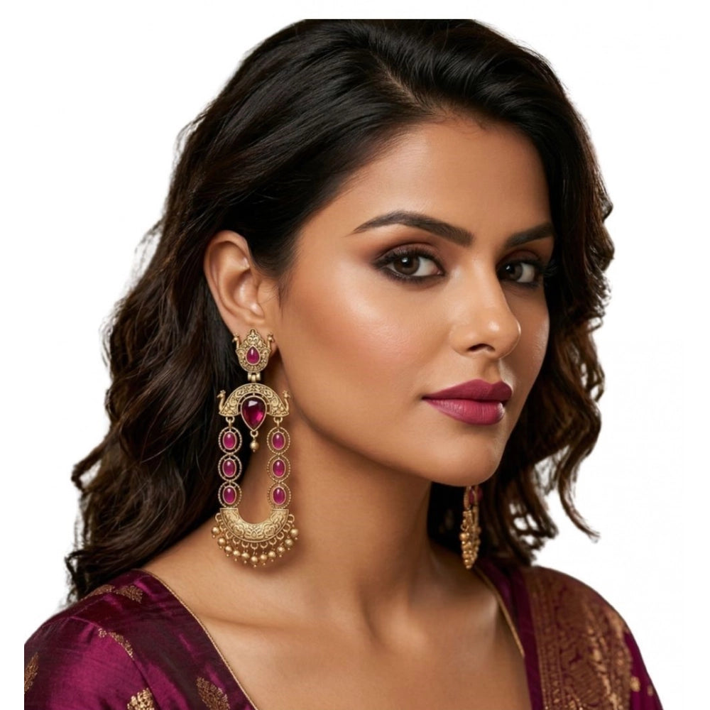 Zinc Alloy Gold Plated Chandbali Earrings (Multicolor) – Design 03