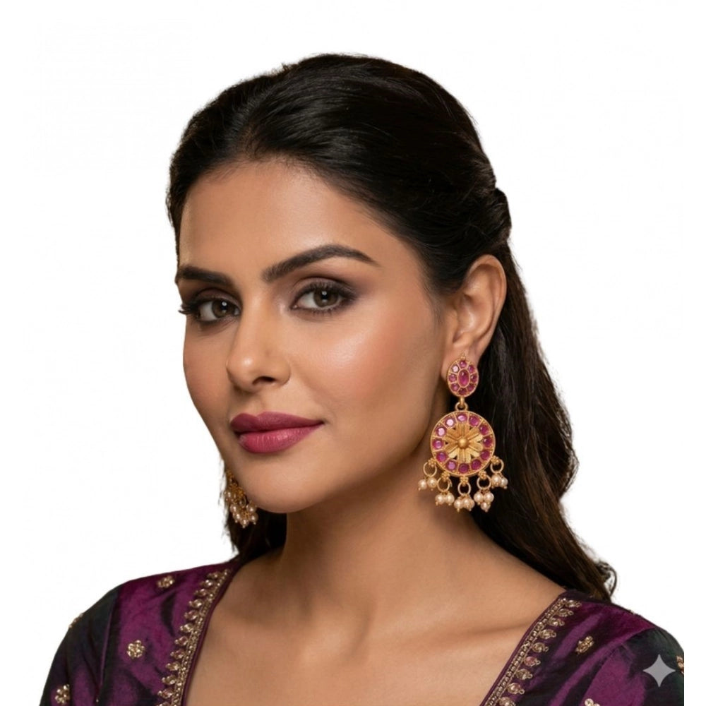 Zinc Alloy Gold Plated Chandbali Earrings (Multicolor) – Design 04