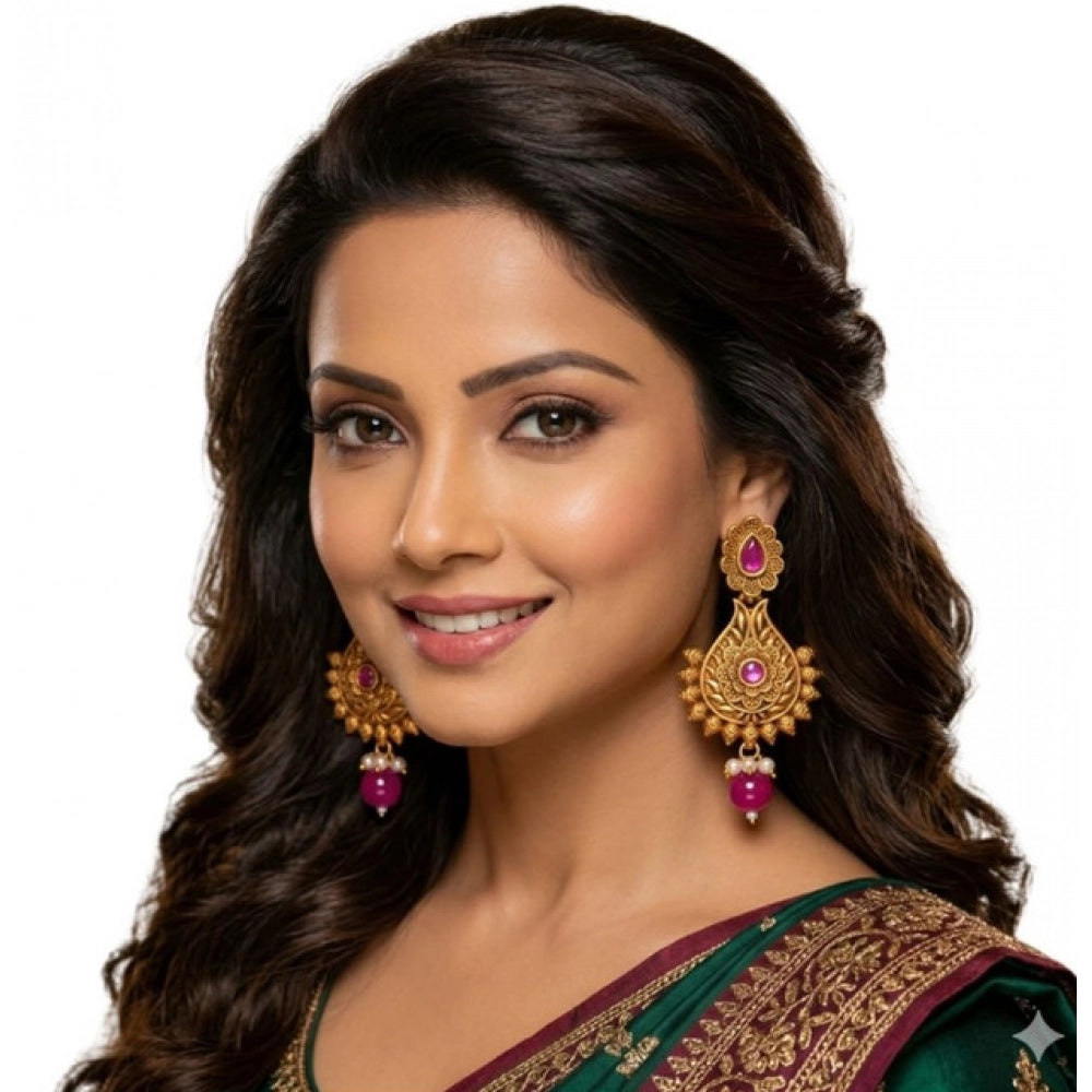 Zinc Alloy Gold Plated Chandbali Earrings (Multicolor) – Design 06
