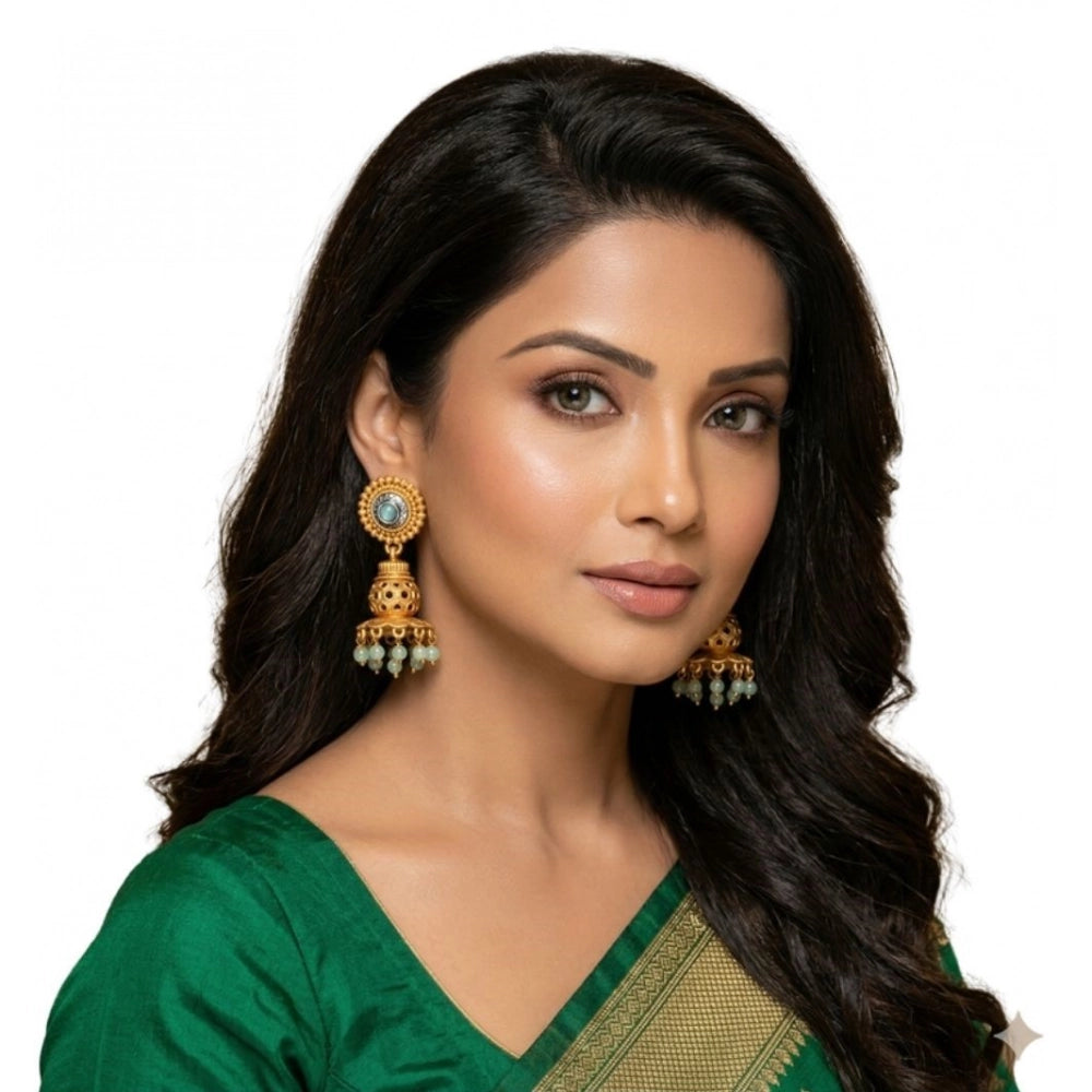Pack of 2 Zinc Alloy Gold Plated Jhumka Earrings (Multicolor)