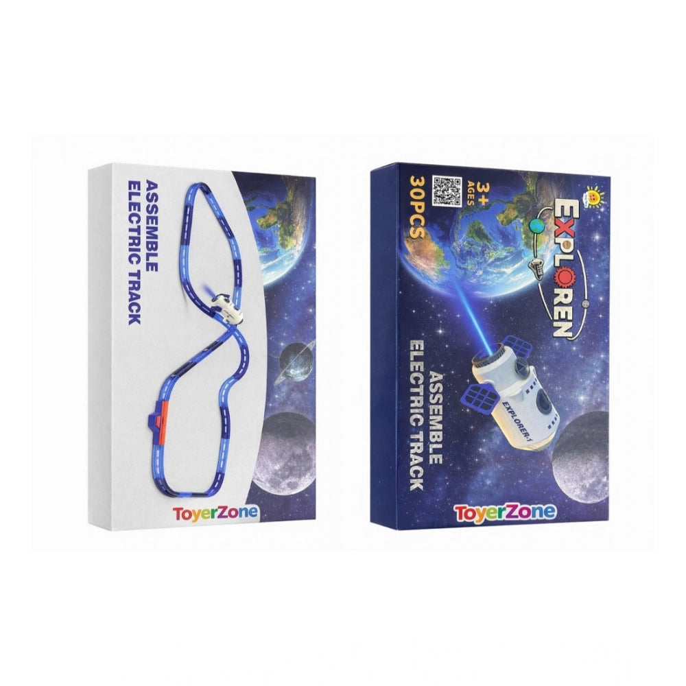 Plastic Space Theme 30-Piece Assemble Electric Track Set (Multicolor)