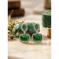 Brass Silver Plated Drop Earrings (Green) – Design 02