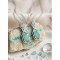 Brass Silver Plated Drop Earrings (Turquoise) – Design 02