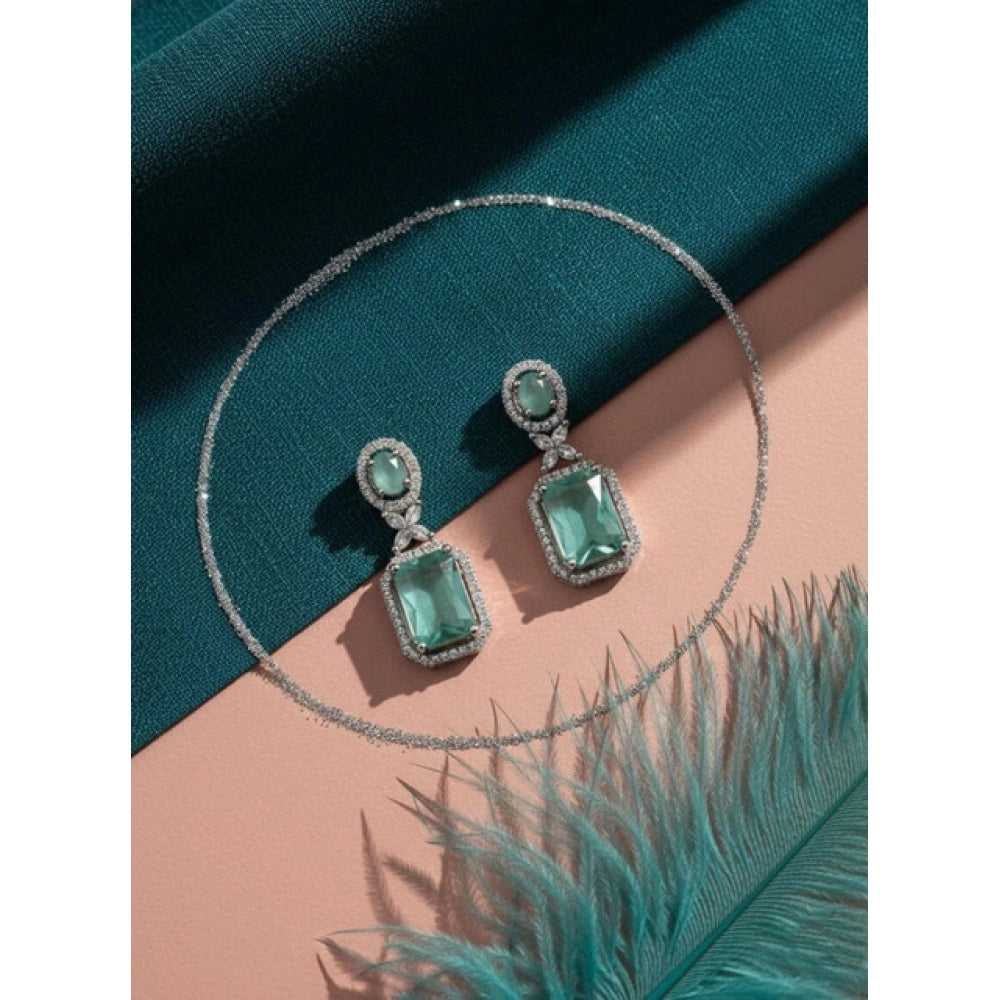 Brass Silver Plated Drop Earrings (Turquoise) – Design 02