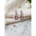 Brass Silver Plated Drop Earrings (Pink) – Design 04