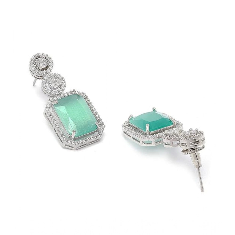 Brass Silver Plated Drop Earrings (Turquoise) – Design 03