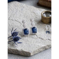 Brass Silver Plated Drop Earrings (Blue) – Design 02