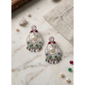 Brass Silver Plated Chandbali Earrings (Multicolor)