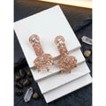Brass Silver Plated Drop Earrings (White)