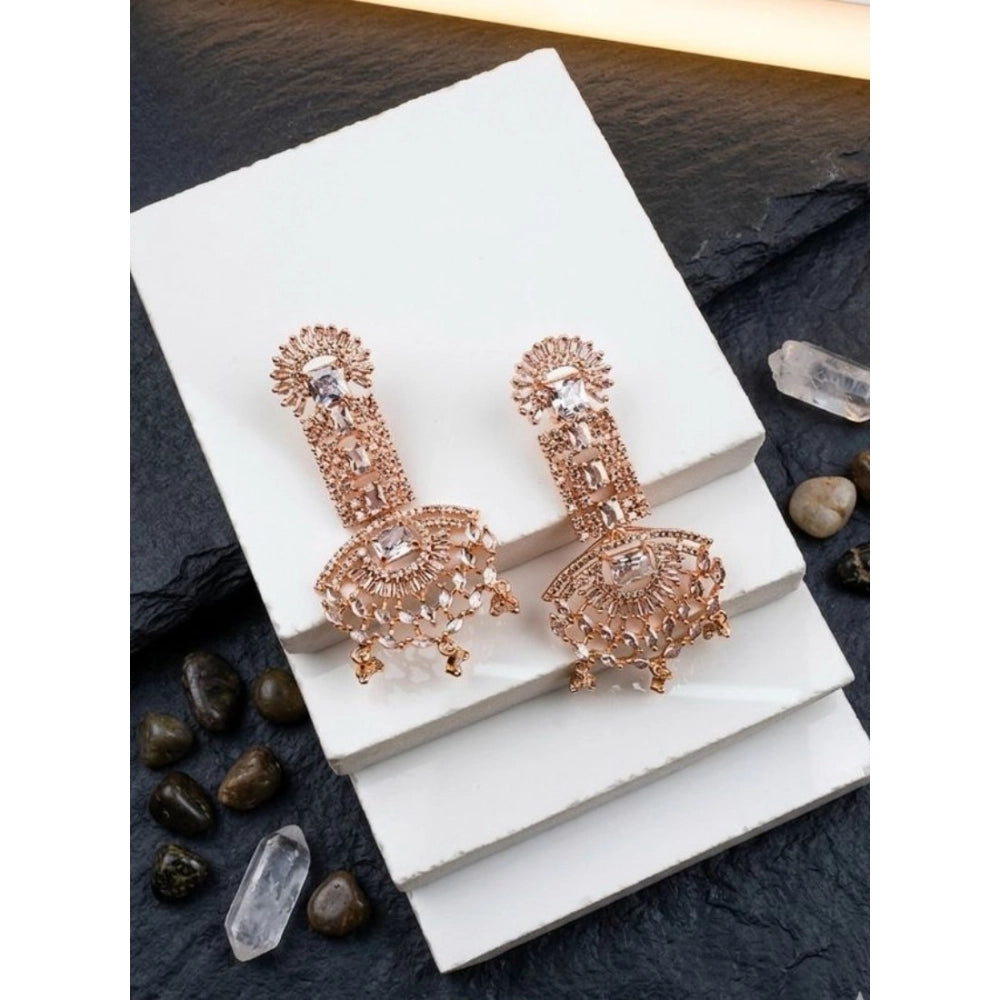 Brass Silver Plated Drop Earrings (White)
