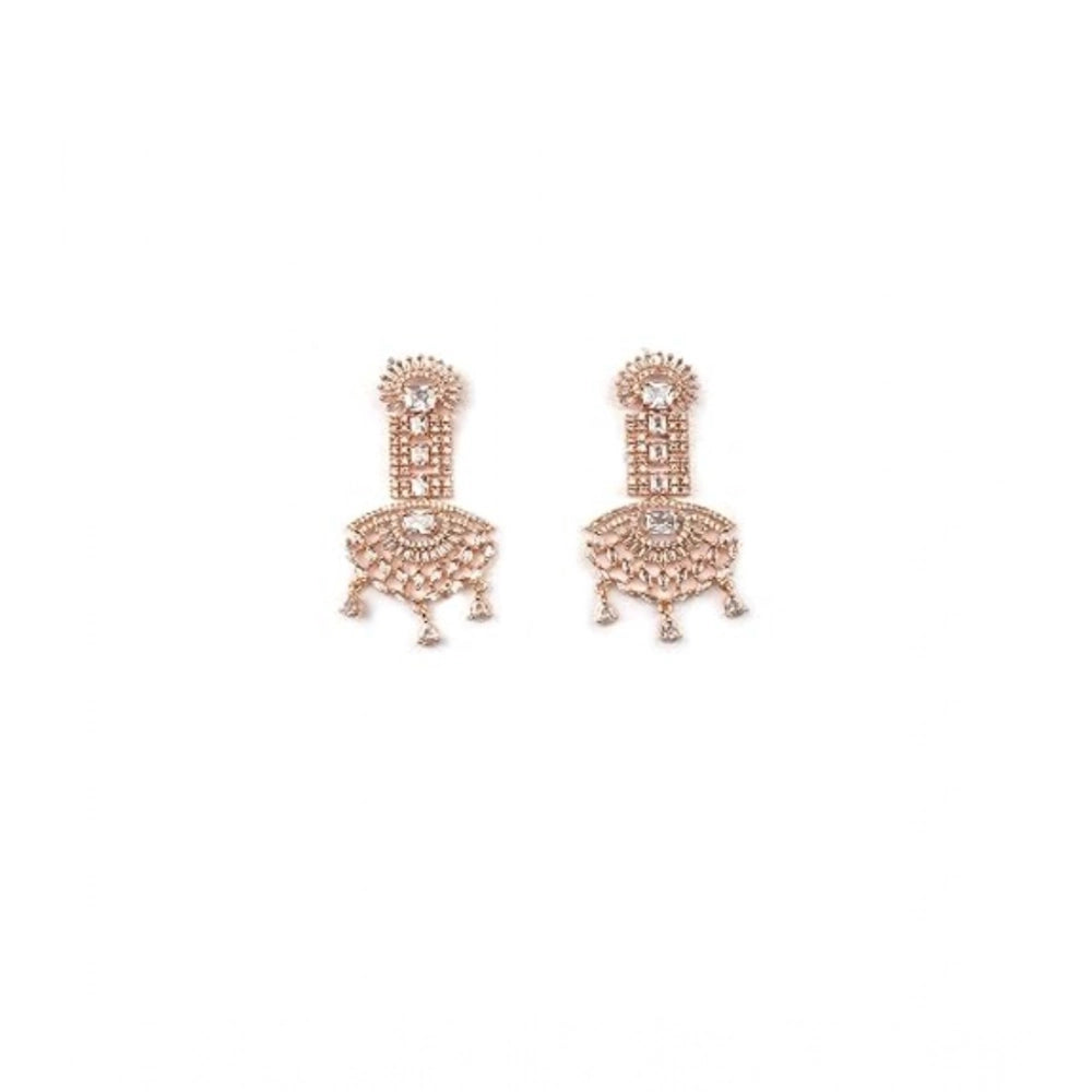Brass Silver Plated Drop Earrings (White)