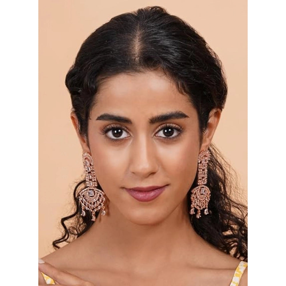 Brass Silver Plated Drop Earrings (White)