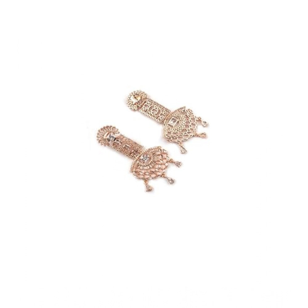 Brass Silver Plated Drop Earrings (White)