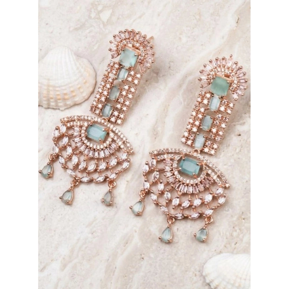 Brass Silver Plated Drop Earrings (Turquoise) – Design 04
