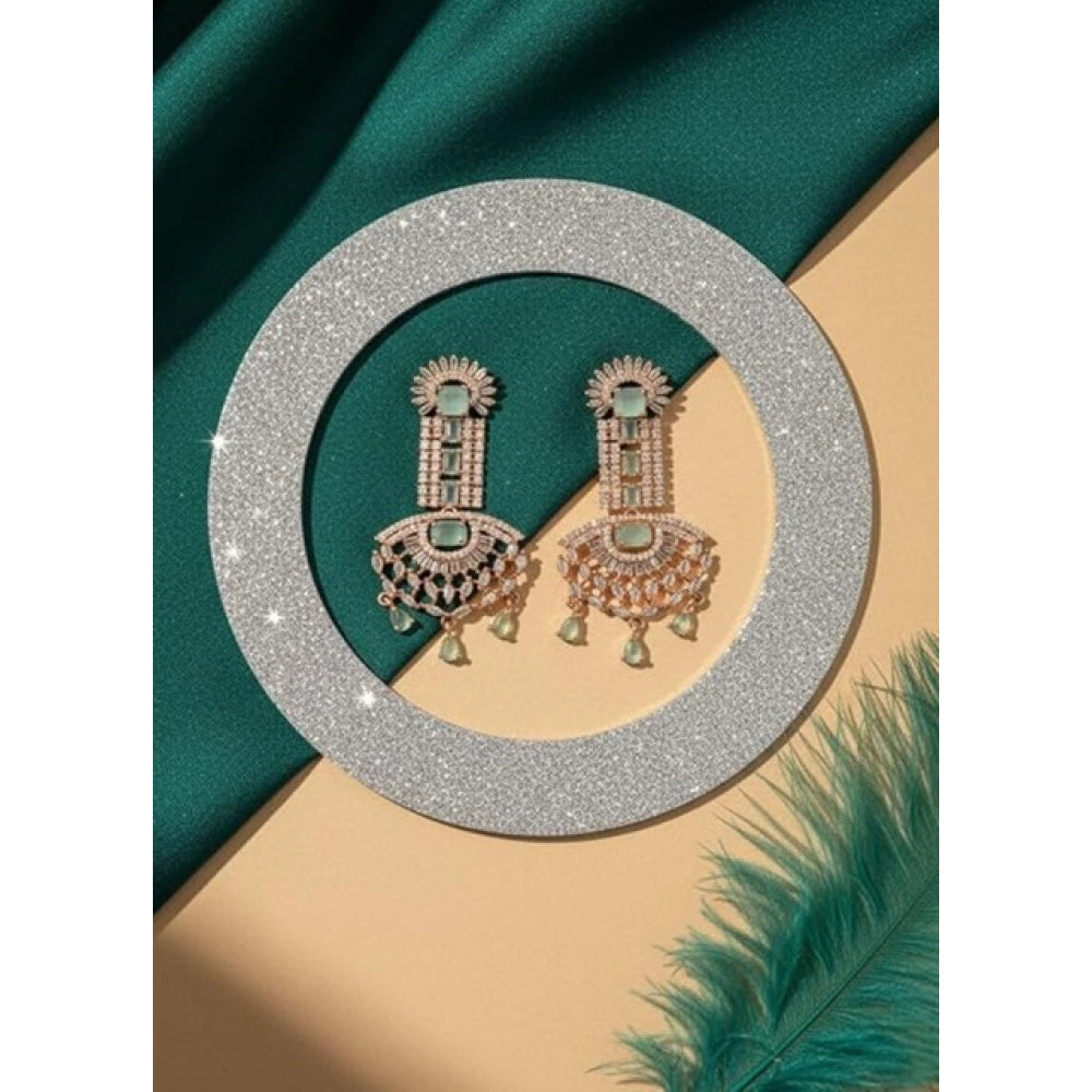 Brass Silver Plated Drop Earrings (Turquoise) – Design 04