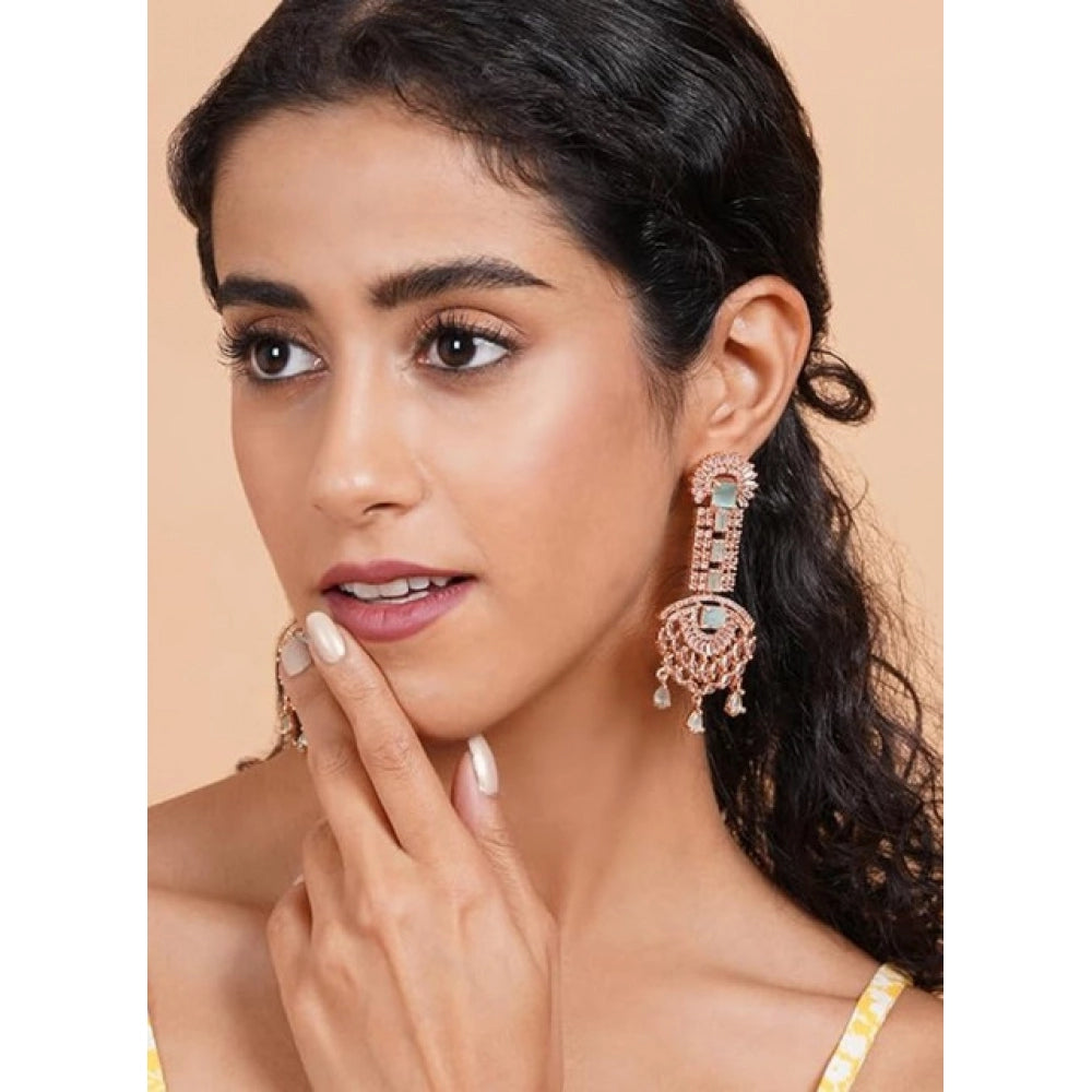 Brass Silver Plated Drop Earrings (Turquoise) – Design 04