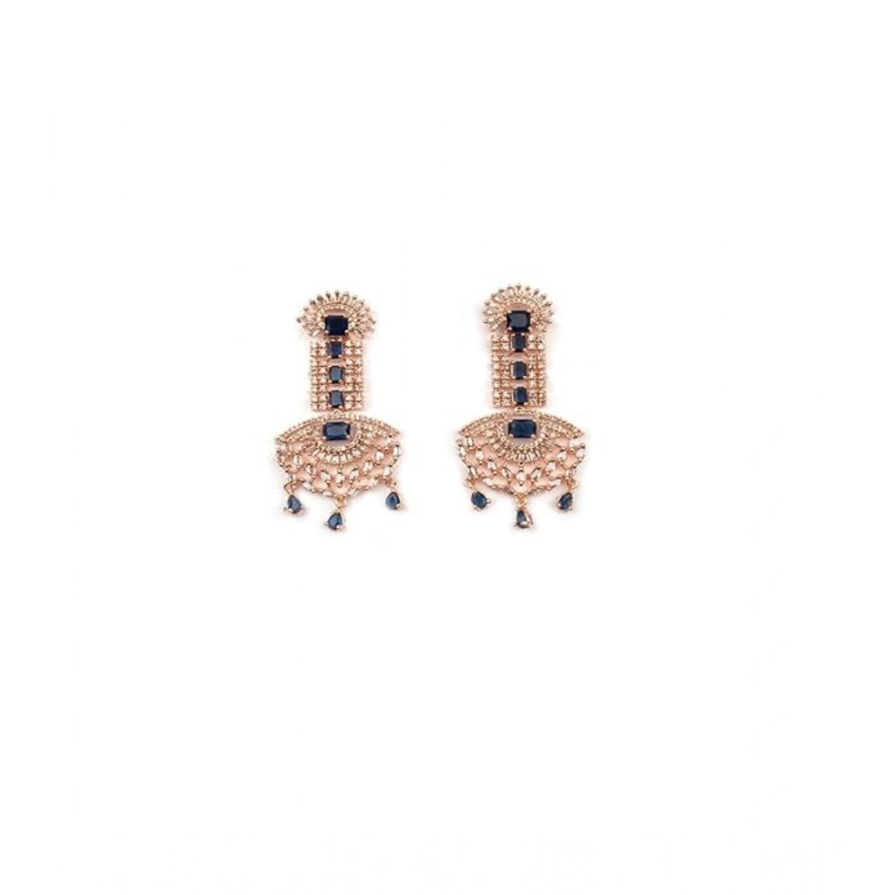 Brass Silver Plated Drop Earrings (Blue) – Design 03