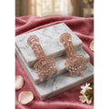 Brass Silver Plated Drop Earrings (Pink) – Design 07