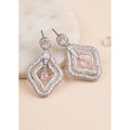 Brass Silver Plated Drop Earrings (Pink) – Design 08