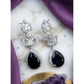 Brass Silver Plated Drop Earrings (Blue) – Design 05