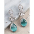 Brass Silver Plated Drop Earrings (Turquoise) – Design 06