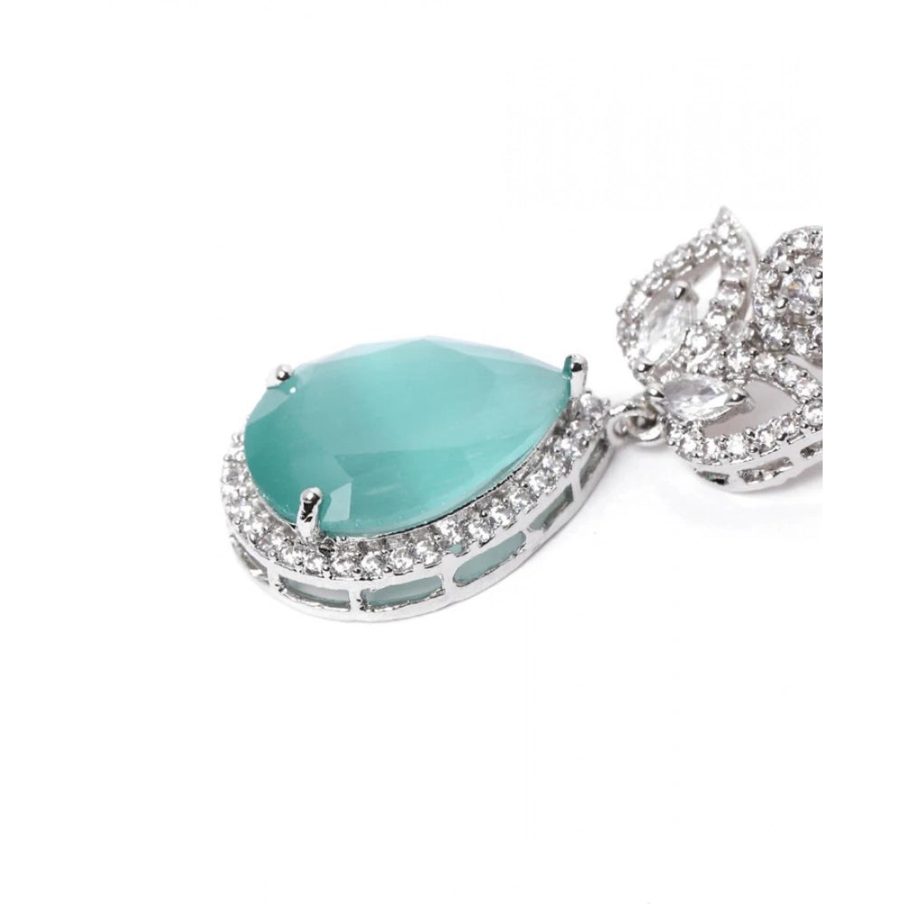 Brass Silver Plated Drop Earrings (Turquoise) – Design 06