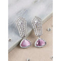 Brass Silver Plated Drop Earrings (Pink) – Design 11