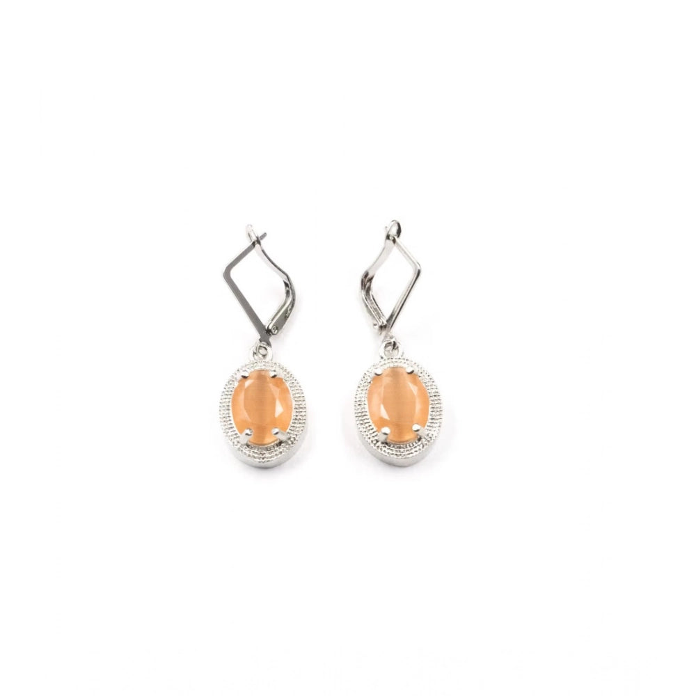 Brass Silver Plated Pendant Set (Orange)