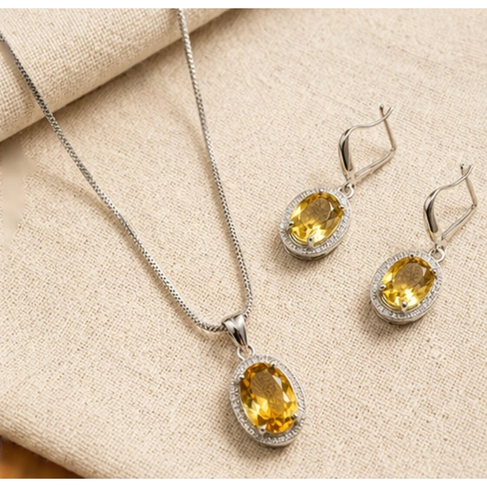 Brass Silver Plated Pendant Set (Yellow)