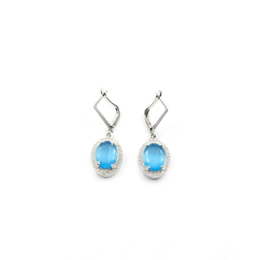 Brass Silver Plated Pendant Set (Blue) – Design 01