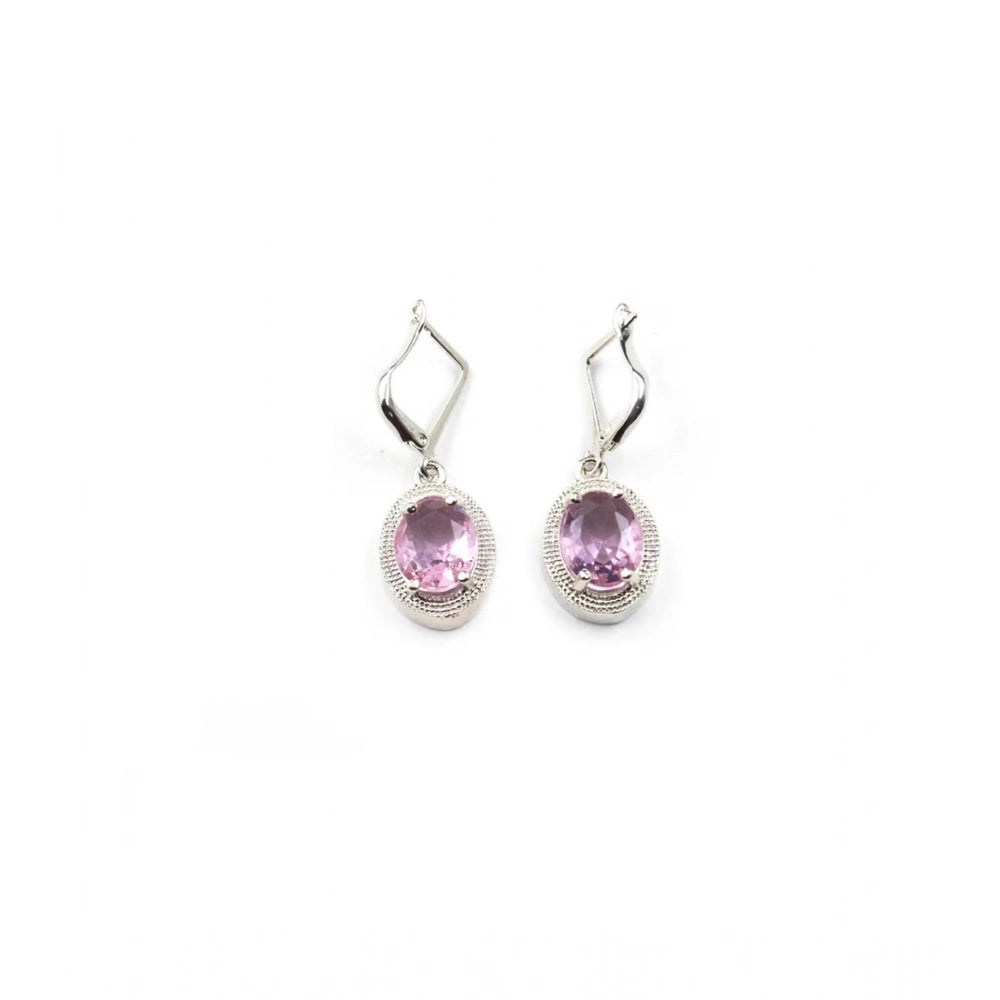Brass Silver Plated Pendant Set (Pink) – Design 01