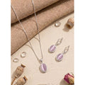Brass Silver Plated Pendant Set (Pink) – Design 02