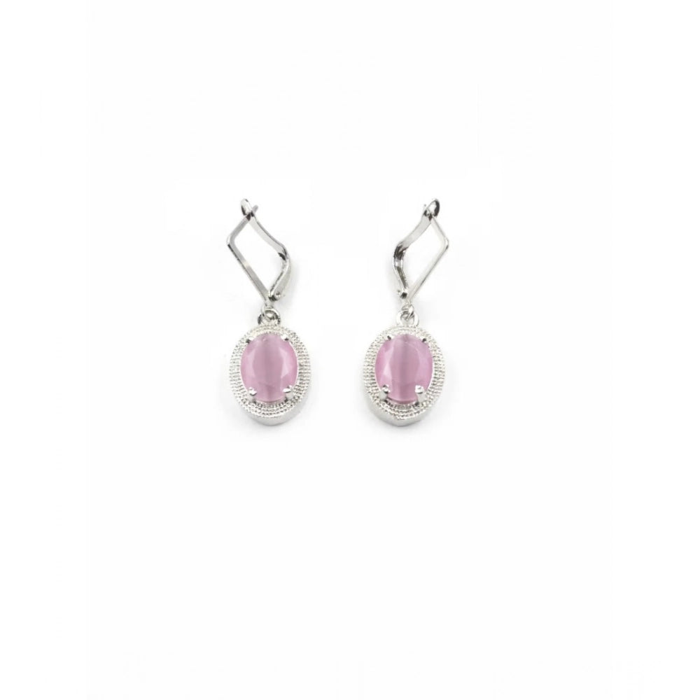 Brass Silver Plated Pendant Set (Pink) – Design 02