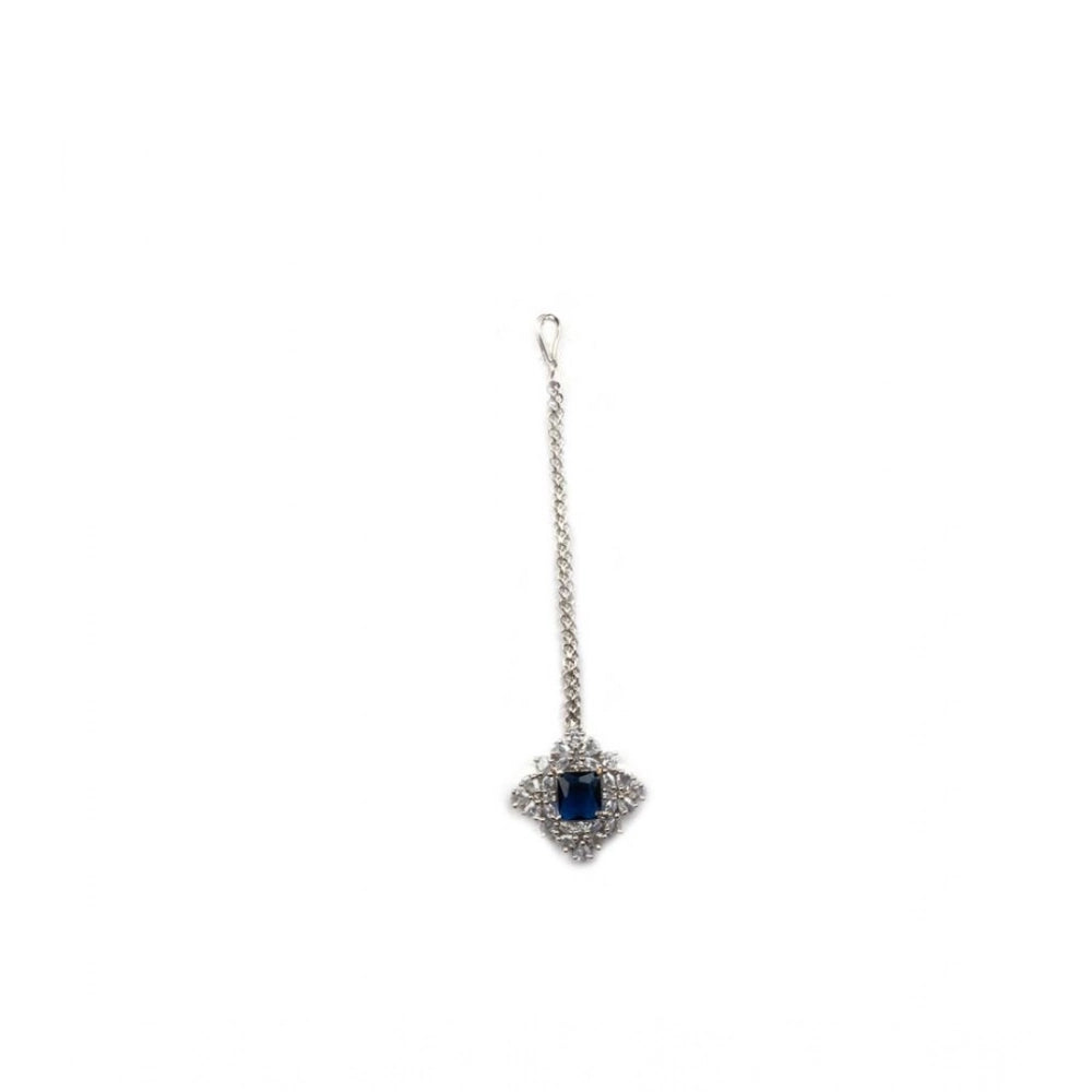 Brass Silver Plated Pendant Set (Blue) – Design 02