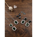 Brass Silver Plated Pendant Set (Green) – Design 02