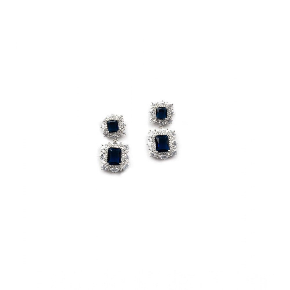 Brass Silver Plated Pendant Set (Blue) – Design 03