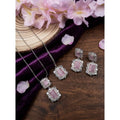 Brass Silver Plated Pendant Set (Pink) – Design 03