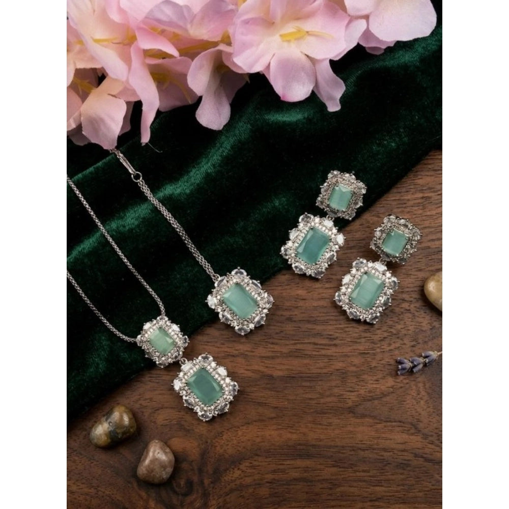 Brass Silver Plated Pendant Set (Mint)