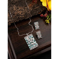 Brass Silver Plated Pendant Set (Turquoise) – Design 02