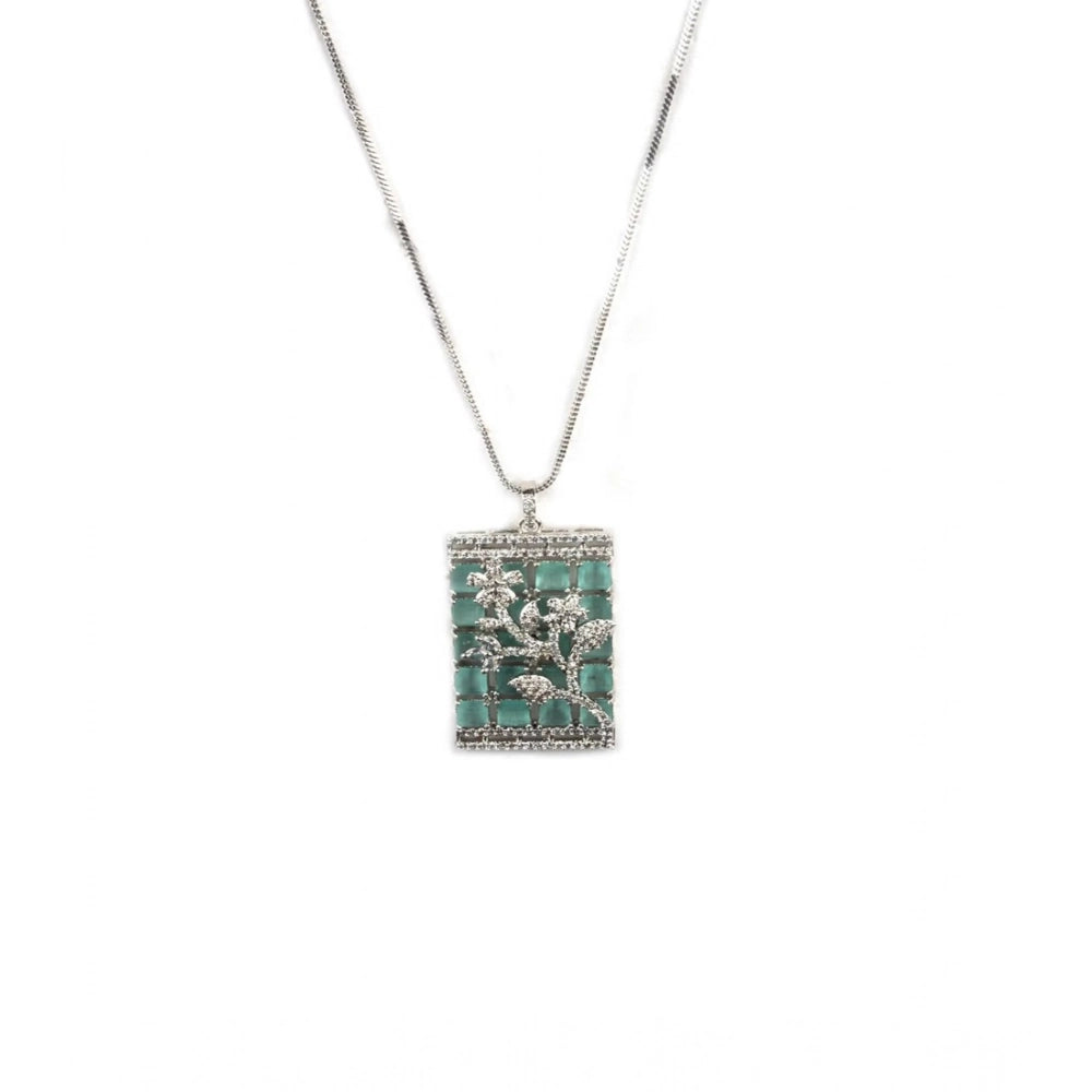 Brass Silver Plated Pendant Set (Turquoise) – Design 02