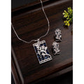 Brass Silver Plated Pendant Set (Blue) – Design 04