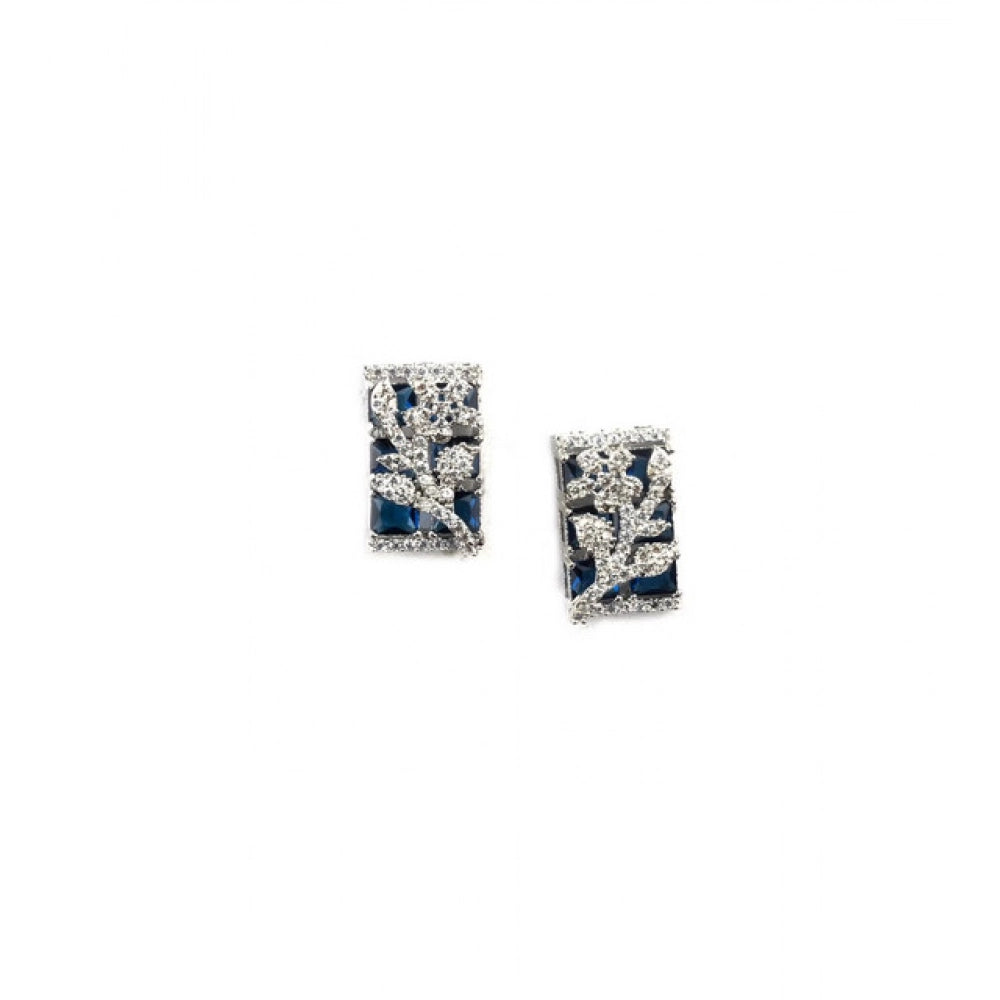 Brass Silver Plated Pendant Set (Blue) – Design 04