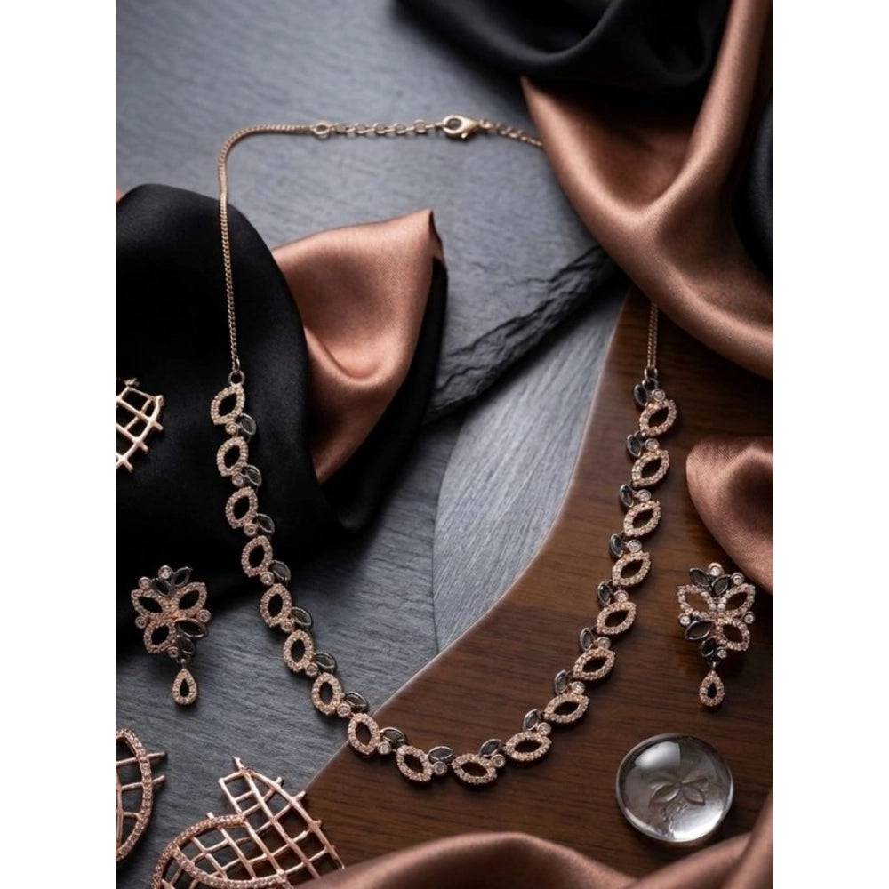 Brass Silver Plated Necklace set (Silver) – Design 01