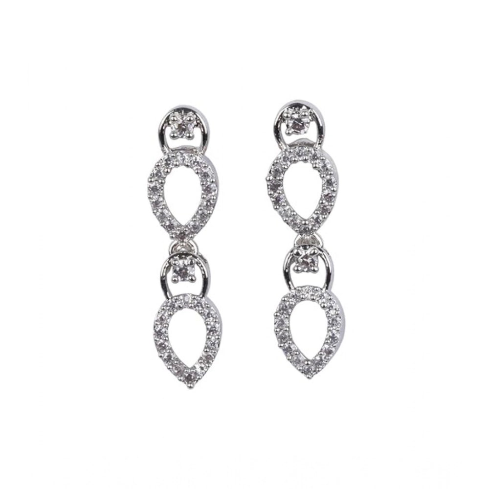 Brass Silver Plated Necklace set (Silver) – Design 03