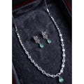 Brass Silver Plated Necklace set (Turquoise) – Design 01