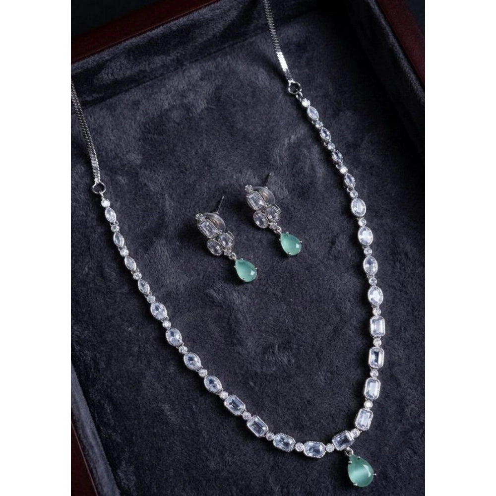 Brass Silver Plated Necklace set (Turquoise) – Design 01